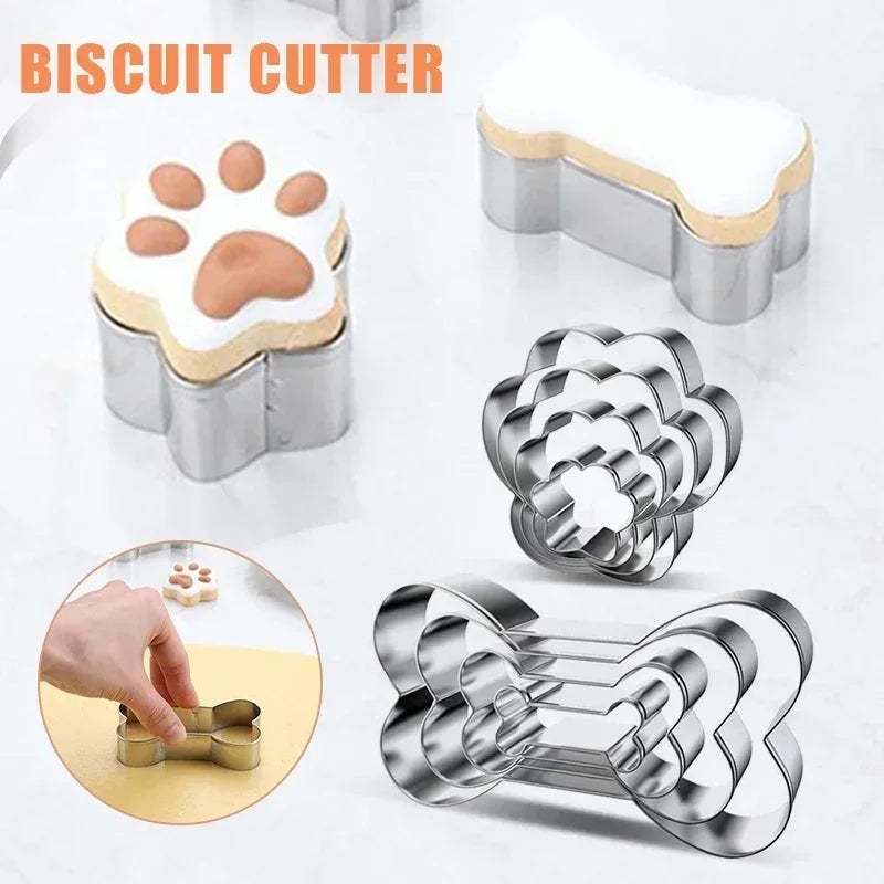 Bone Dog's Paw Dog Footprints Four-piece Stainless Steel Biscuit Mold Cake Mold Cookie Cutter