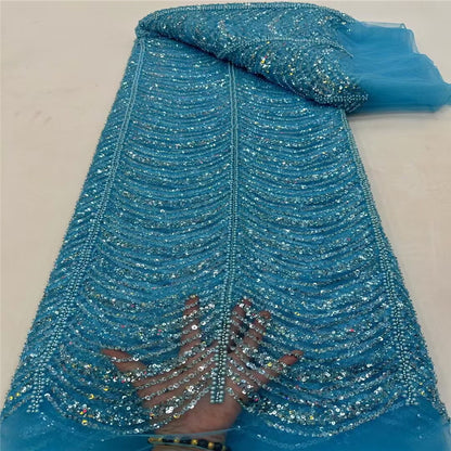 Wave Line Bead Tube Sequin Wedding Dress Lace Embroidery Lining