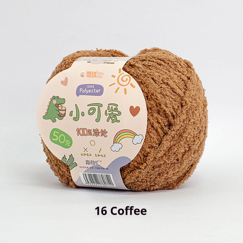 Snowball Cute Wool Ball Love Thread Diy Hand-woven 3-strand Short Velvet Crochet Doll 50g