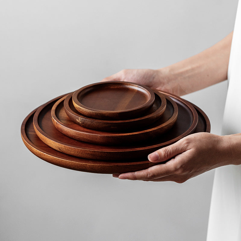 Wooden Circular Japanese Storage Cake Tray