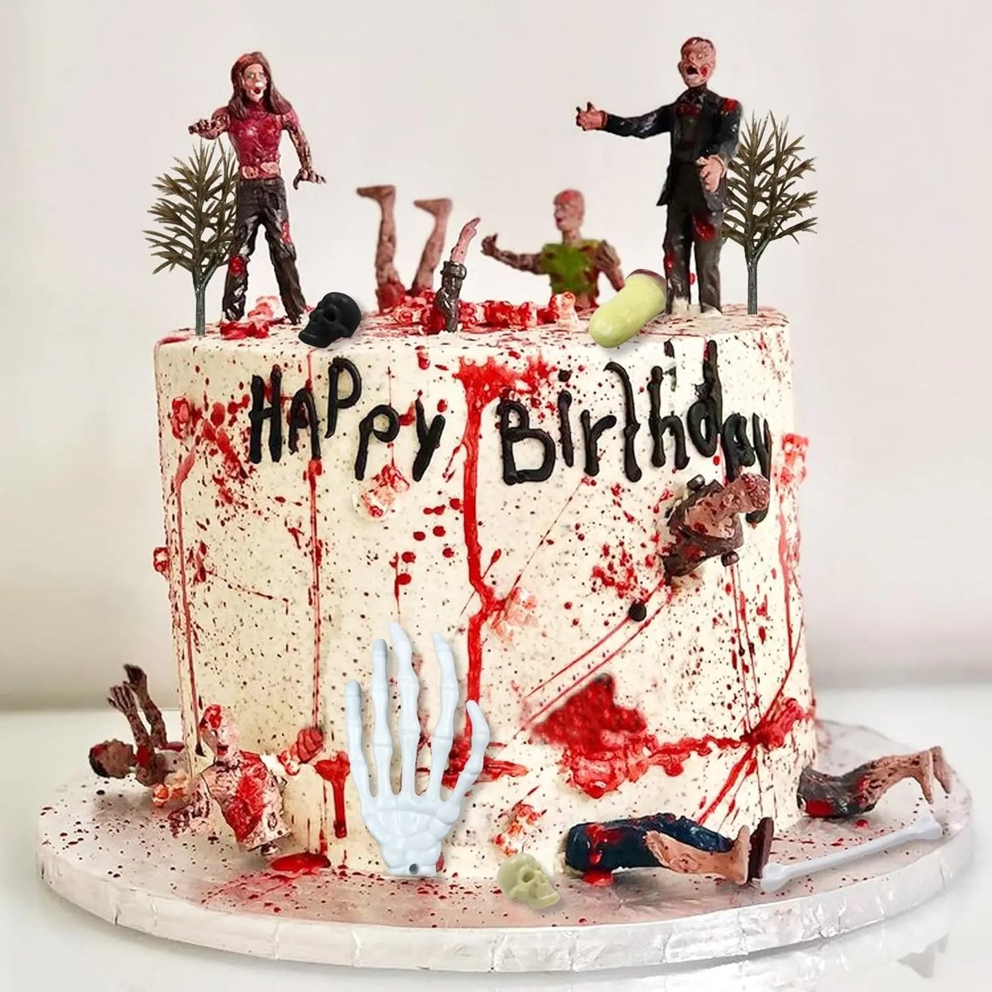 17 Pieces Zombie Cake Decoration Horror Zombie Theme Party Decoration