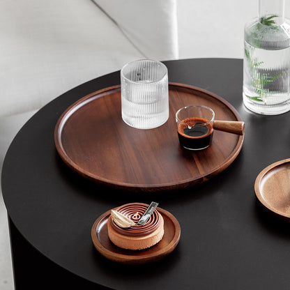 Wooden Circular Japanese Storage Cake Tray