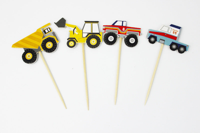 Tractor Forklift Inserts Insertion Article Cake Decoration 24pcs