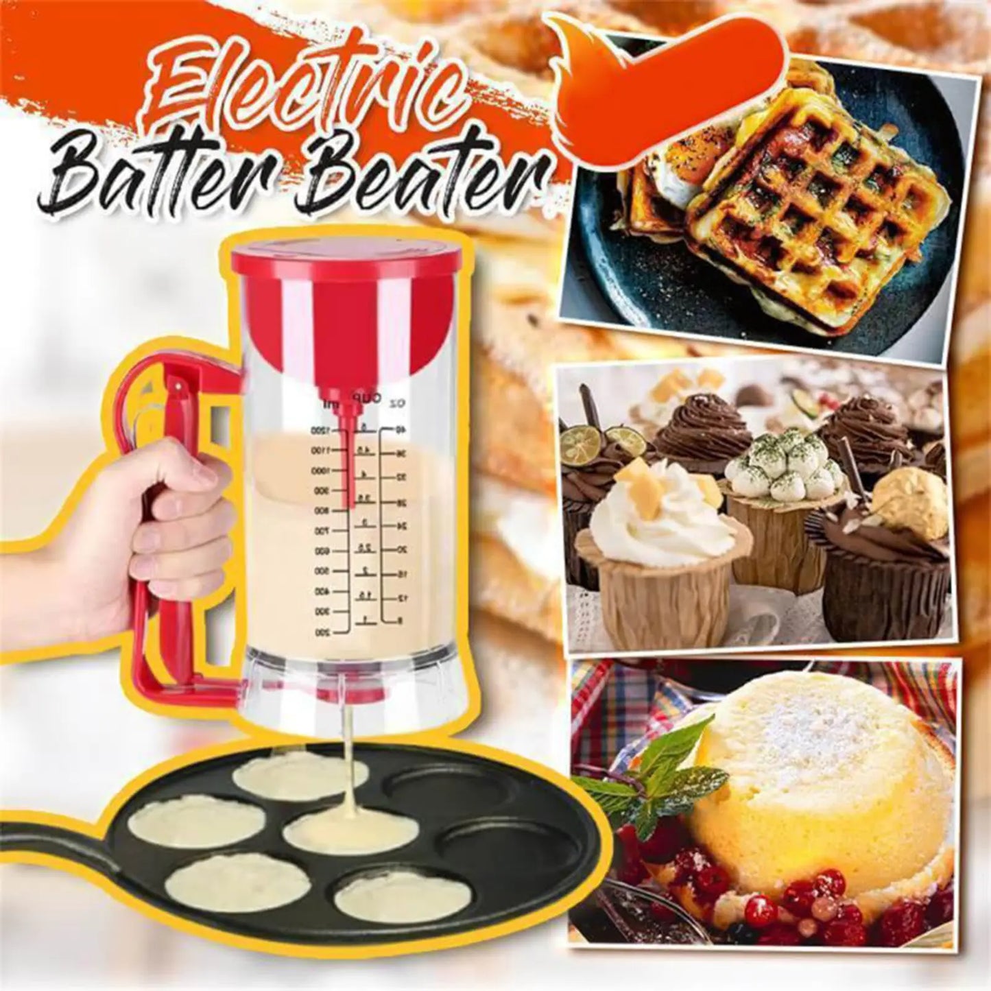 Batter Dispenser Pancake Flour Paste Separator & Mixer Baking Tool Electric Batter